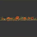 Round Food Platter Decorated With Red Flowers And Green Leaves