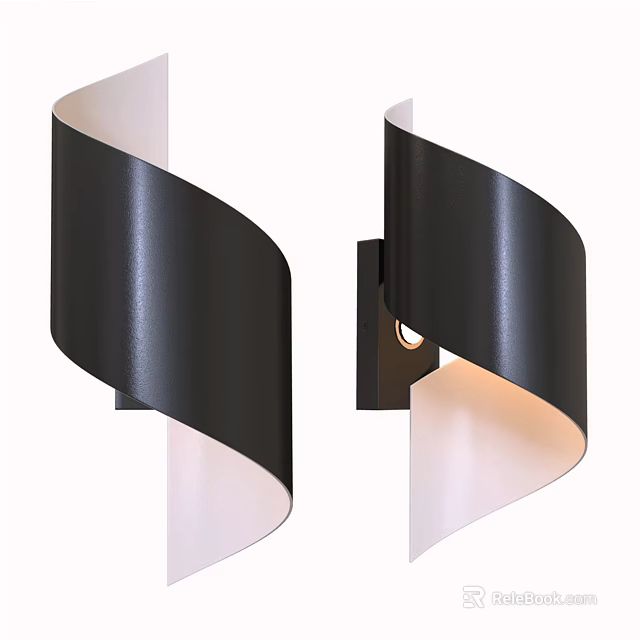 Modern Black Spiral Design Wall Sconces With Elegant Curved Structure And Lighting 3d model