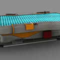 Futuristic Mobile Tech Platform With Blue Grid Surface Control Panel Orange Accents And Wheels 3d model