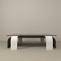 Modern Coffee Table With Black Tabletop And White Marble Curved Base 3d model