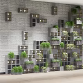 Creative Vertical Garden Decor With Gray Cube Structure Green Plants And White Flowers