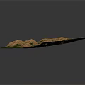 Garden Landscape 3D Model with Natural Topography Green Vegetation and Brown Mountains