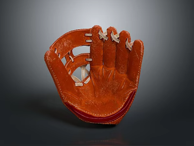 High Quality Brown Leather Baseball Glove With Stitched Details And Comfortable Design 3d model