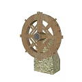 Traditional Agricultural Equipment Wooden Waterwheel With Stone Base For Farm Irrigation