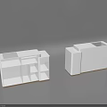 Two Modern White Reception Desk Designs With Wooden Bases And Storage Features