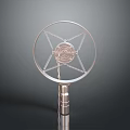 Modern Electronic Device With Circular Frame Central Intricate Pattern And Metal Support Structure