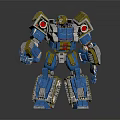 Game Movie Character Robot Warrior With Blue Yellow Design Red Accents And Tracked Legs