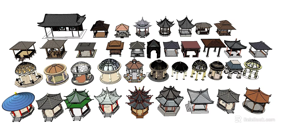 Various Styles of Garden Pavilions With Traditional And Modern Architectural Designs 3d model 