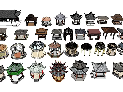 Various Styles of Garden Pavilions With Traditional And Modern Architectural Designs 3d model