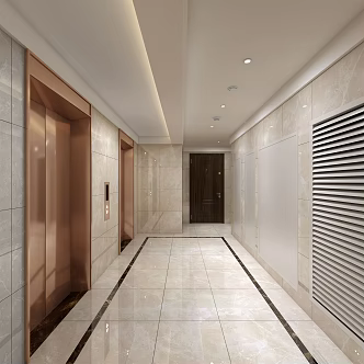 modern elevator hall 3d model