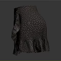 Elegant Dark Gray Skirt With White Polka Dots And Ruffled Hem Design