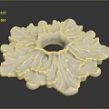 Leaf Shaped White Ceramic Decorative Ornament With Gold Accents And Botanical Inspired Design