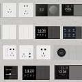 Modern Home Switch Panels Featuring Digital Time Display And Various Socket Designs
