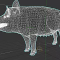 Realistic Light Gray Pig 3D Model In Standing Pose With Detailed Texture 3d model