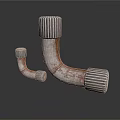Rusted Threaded Metal Pipe Fittings With Elbow Design Two Sizes