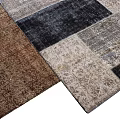 Square Rugs With Vintage Patchwork Design And Distressed Texture In Brown Gray Blue 3d model