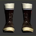 Brown Rain Boots With White Cuffs Beige Soles Red Logo And Distressed Details