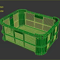 Practical Green Plastic Household Storage Basket With Mesh Design And Handles 3d model