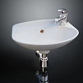 White Ceramic Wall Mounted Washbasin With Chrome Faucet And Modern Design