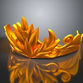 Golden Metallic Crown With Leaf Decorations Curved Patterns Shiny Surface And Elegant Design 3d model