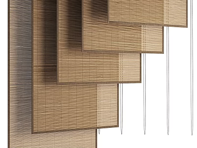 Natural Bamboo Slatted Curtains With Modern Design And Wood Texture For Home Windows 3d model