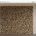 Brown Wooden Block Wall With Textured Decorative Panel For Interior Design 3d model