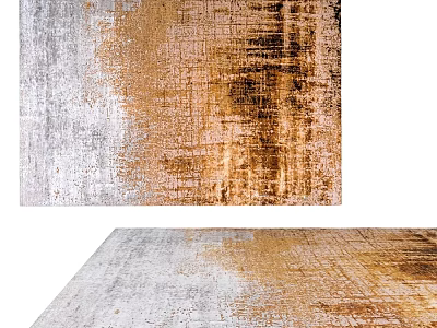 Square Rug With Unique Distressed White Brown Textured Vintage Design 3d model