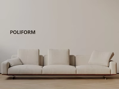 Three Seater Sofa by Poliform in Light Colored Fabric with Padded Backrest and Armrests 3d model