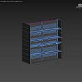 Black Modern Display Shelving Unit With Perforated Panels And Multiple Storage Shelves