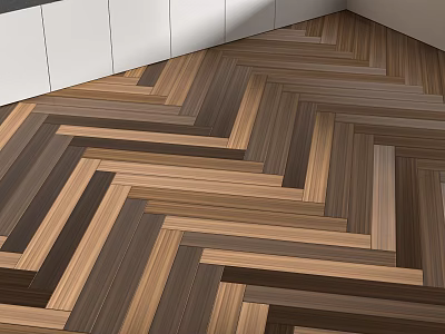 Modern Herringbone Wooden Flooring Design With Light Dark Wood Tones 3d model