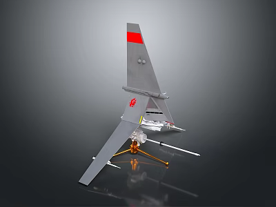 Gray Spacecraft Model With Red Emblem Landing Gear For Cosmic Exploration Missions 3d model