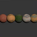 Colorful Wood Stone Material Spheres With Various Textures And Round Shapes