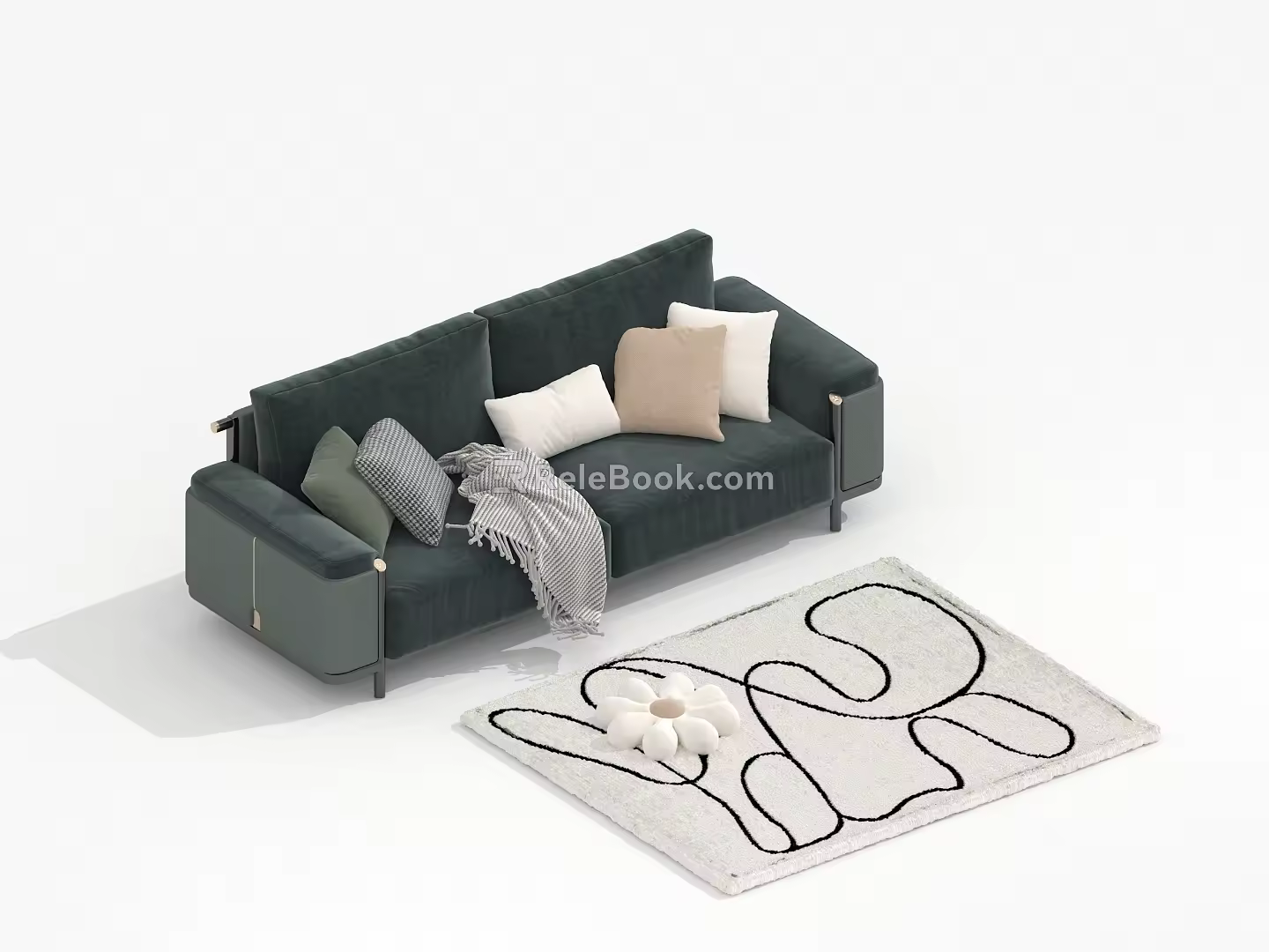 Two-Seat Sofa Light Luxury Sofa 3d model