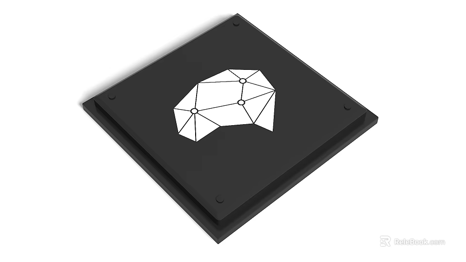 Minimalist Black Square Base Featuring White Geometric Abstract Structure Design 3d model 