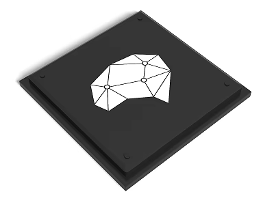 Minimalist Black Square Base Featuring White Geometric Abstract Structure Design 3d model