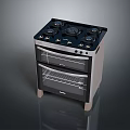 Stainless Steel Gas Stove With Multiple Burners And Double Oven For Kitchen Cooking
