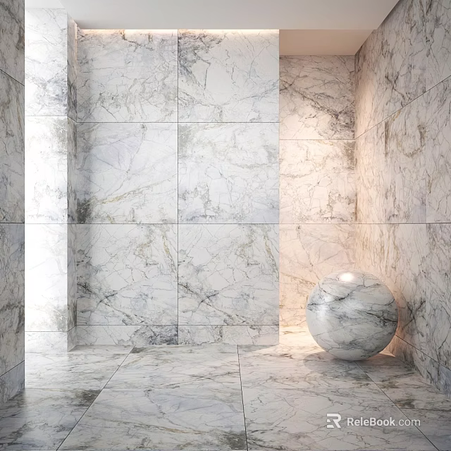 Marble Sphere As Decorative Component In Modern Interior With Marble Surfaces 3d model