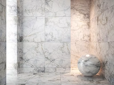 Marble Sphere As Decorative Component In Modern Interior With Marble Surfaces 3d model