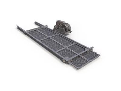 Heavy Duty Industrial Metal Grated Conveyor Platform With Small Drive Motor 3d model