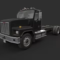 Black Heavy Duty Truck Chassis With Chrome Grille And Single Cab Design