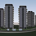 Modern High Rise Residential Buildings With Glass Facade Balconies And Green Surroundings