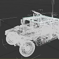 Military Camouflage Hummer Vehicle With Roof Mounted Gun And Rugged Tires