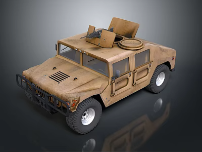 Sandy Brown Military Off Road Vehicle With Roof Mounted Gear And Rugged Exterior 3d model