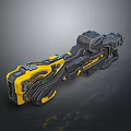 Futuristic Sci Fi Weapon With Yellow And Black Mechanical Armored Structure And Detailed Components