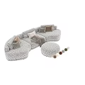 Modern Sectional Sofa With Plush Pillows Cozy Blanket And Ottoman Color Options