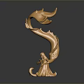 Golden Abstract Sculpture With Flowing Curves Elegant Shape And Artistic Figurine Base