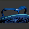 Blue Flip Flops With Neon Glow Edge And Flat Comfortable Sole 3d model