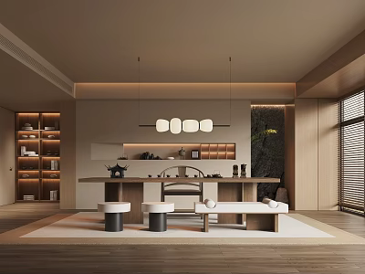 New Chinese Style Tea Room Song Style Aesthetic Tea Room Log Wind Tea Room 3d model
