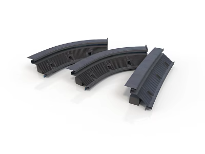 Three Architectural Black Curved Track Components For Building Structure 3d model