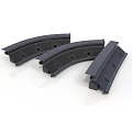 Three Architectural Black Curved Track Components For Building Structure